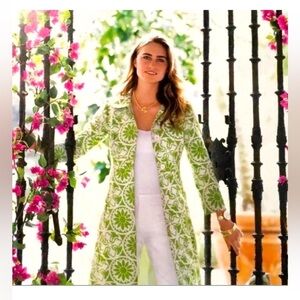 LILLY PULITZER | EUC Stowaway Green Kiera
Coat Jacquard SZ 2 Mid Century Modern